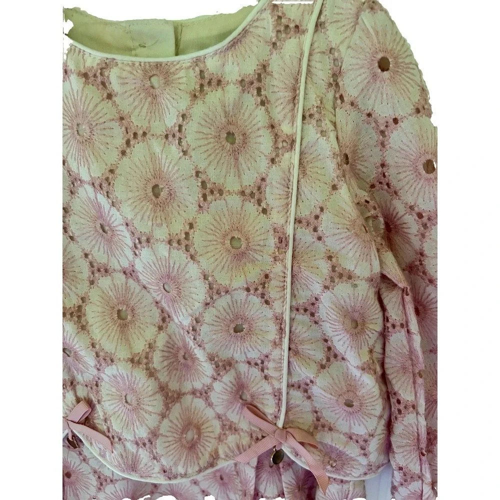 Girls NWT Cynthia‎ Rowley Dress Mauve And Cream Long Sleeve Size 24 Months